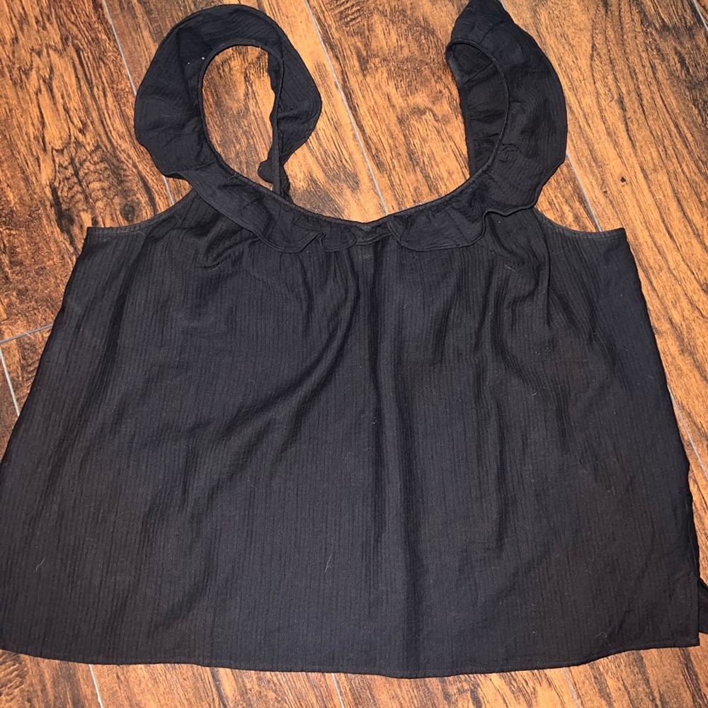 Black ruffle top